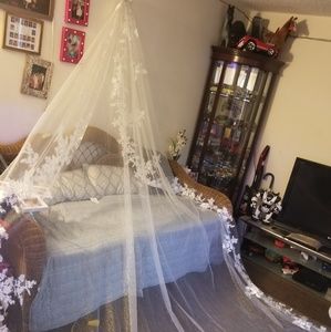 White silver dusty sparkles veil